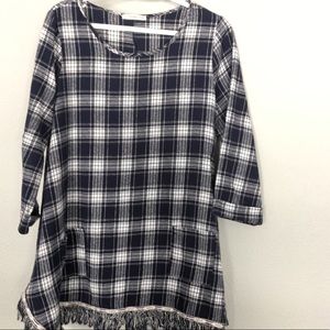 Blue/white checkered flannel tunic
